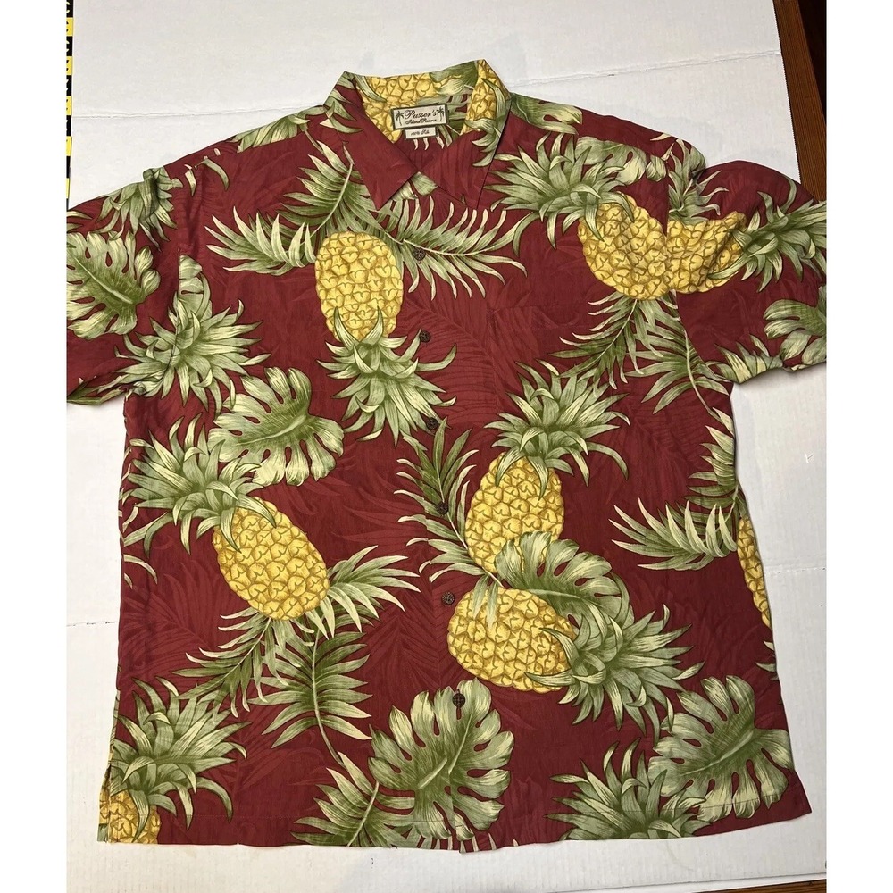 Pusser's Island Reserve Button Up Hawaiian Shirt Men's LG Pineapples Beach